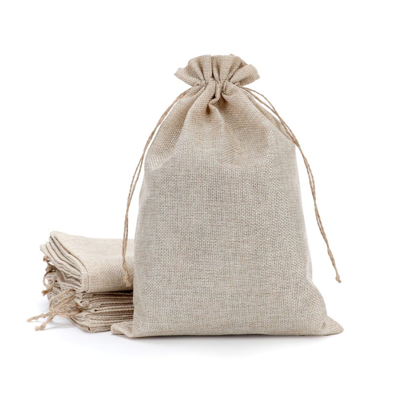Tapleap Burlap Bags with Drawstring  8""x12"" Burlap Favor Sack (Lot of 10) for Wrapping Graduation  Memorial Day Favors Gifts  Birthday  Wedding  Graduation Party or Household Use - Image 1